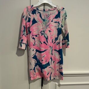 Girls Lilly Pulitzer Pink & Navy Floral Shift Dress